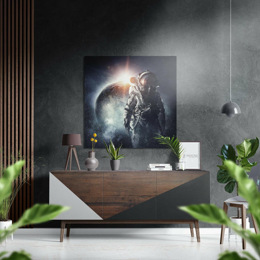 Space Traveller Brushed Aluminium Dibond Wall Art.