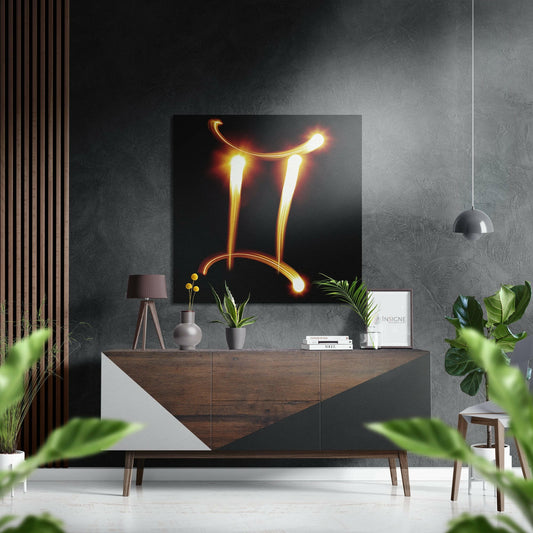 Gemini Brushed Aluminium Dibond Wall Art.