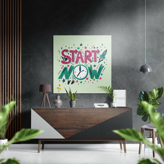 Start Now Brushed Aluminium Dibond Wall Art.