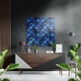 Blue Drops Brushed Aluminium Dibond Wall Art.