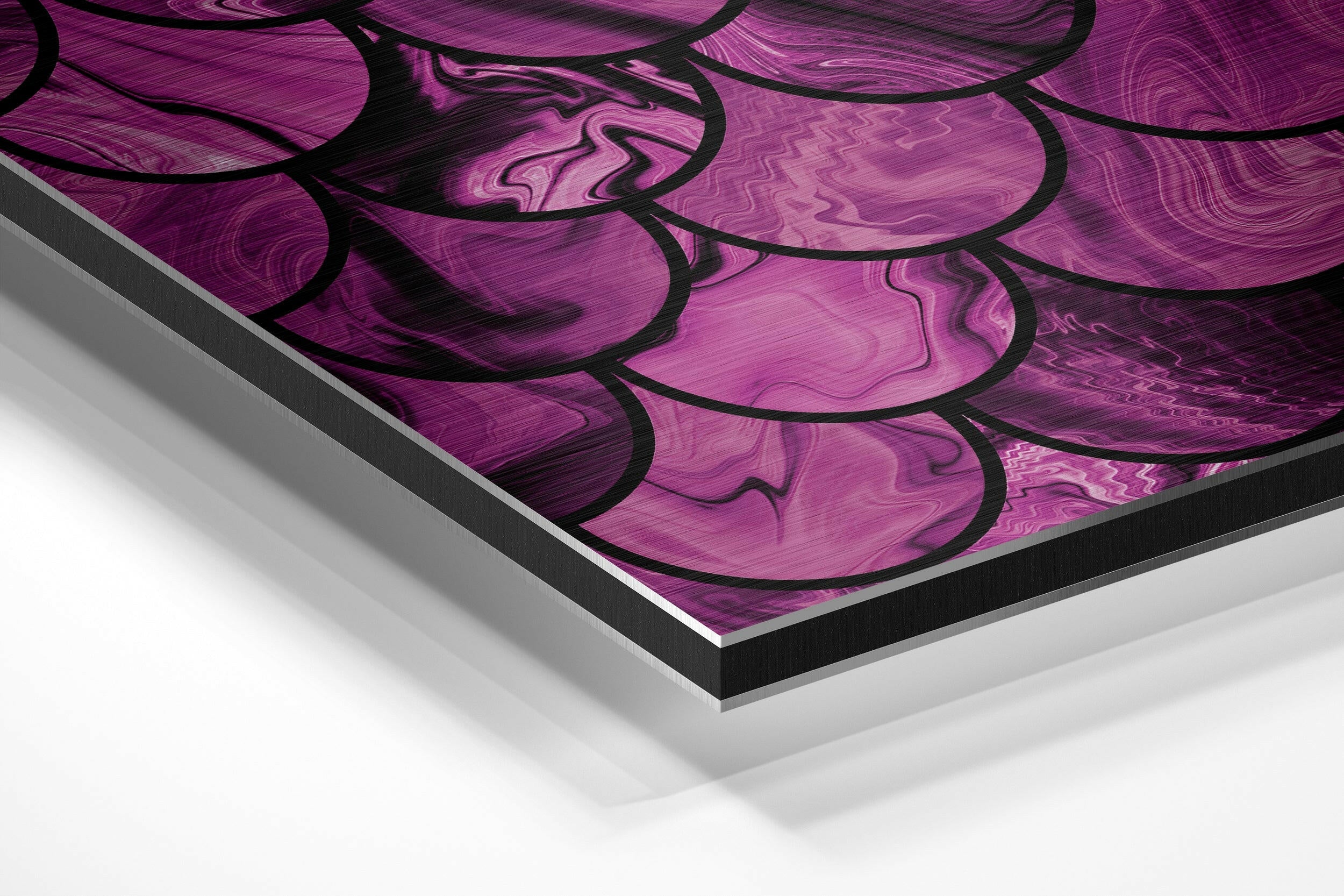 Pink Drops Brushed Aluminium Dibond Wall Art.