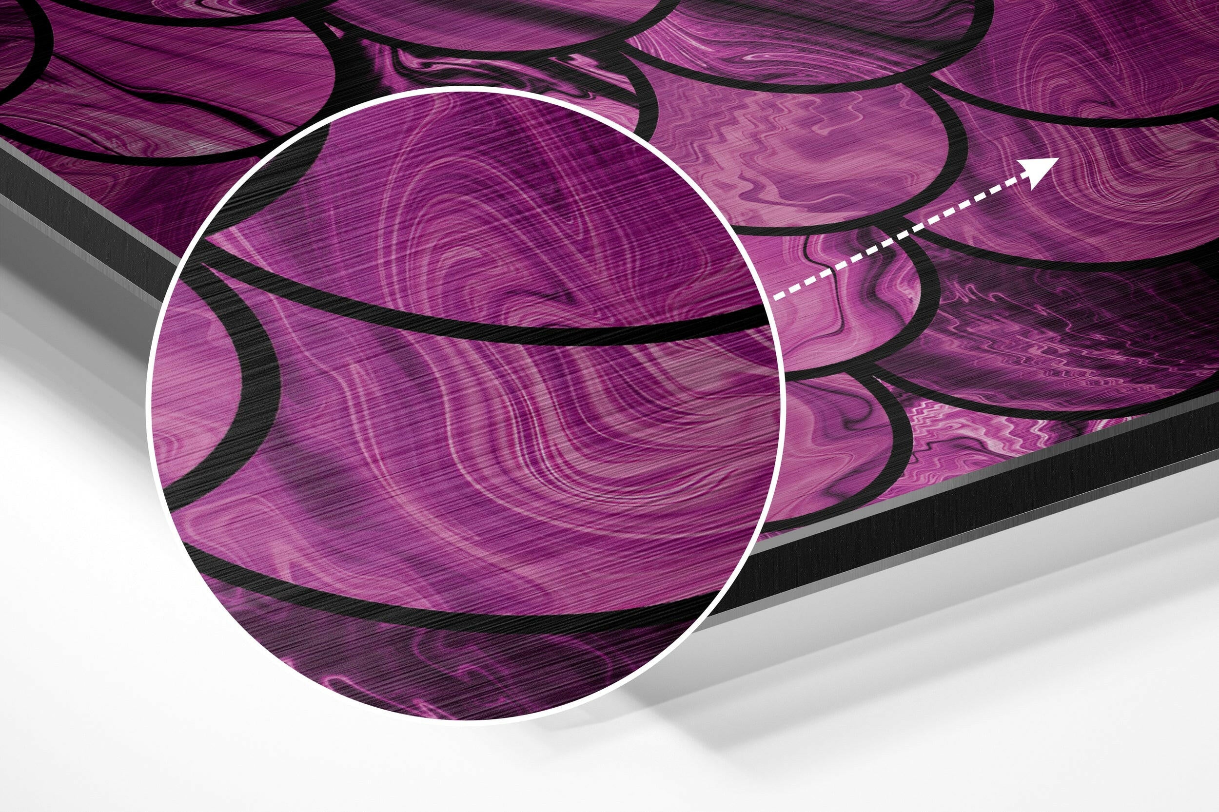 Pink Drops Brushed Aluminium Dibond Wall Art.