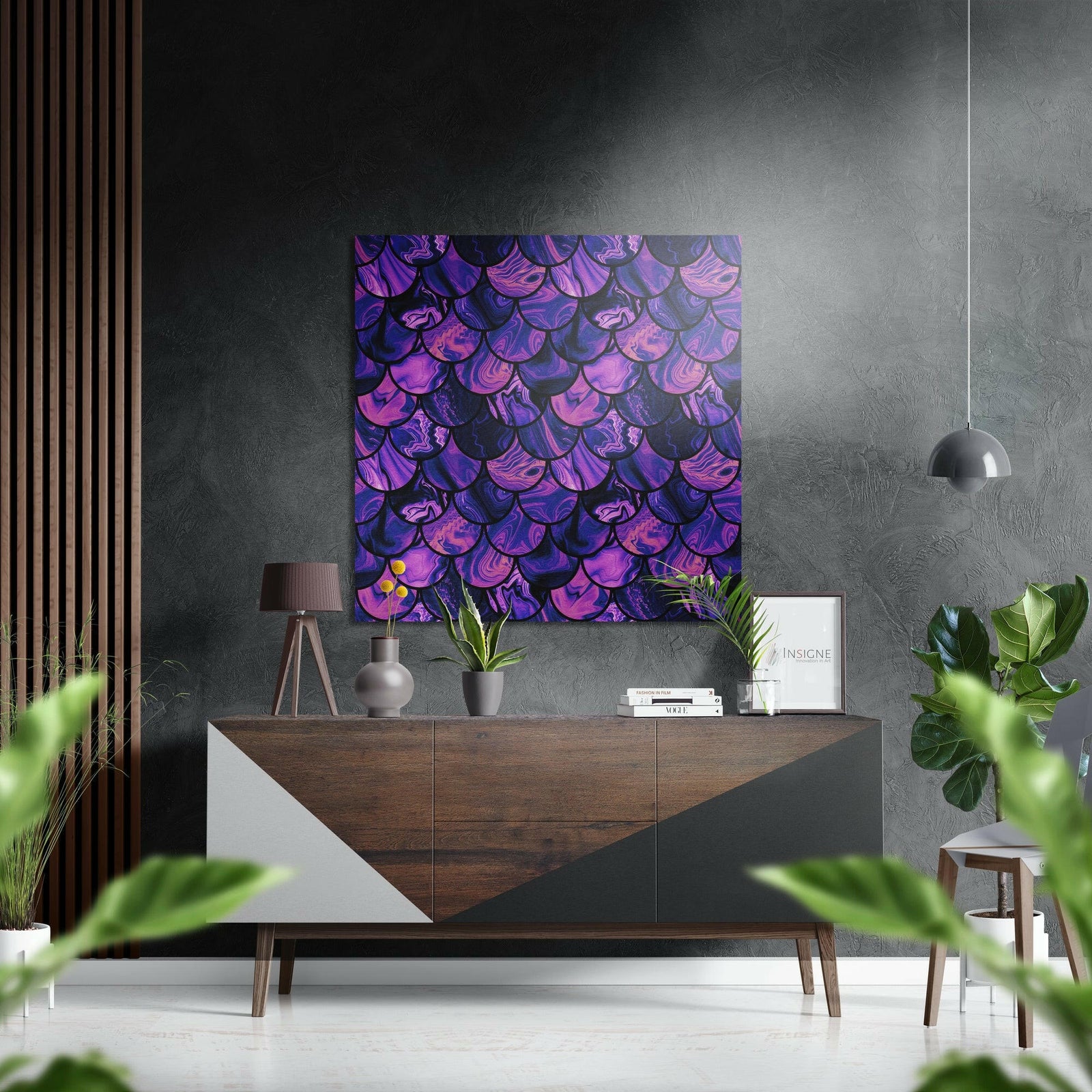 Purple Drops Brushed Aluminium Dibond Wall Art