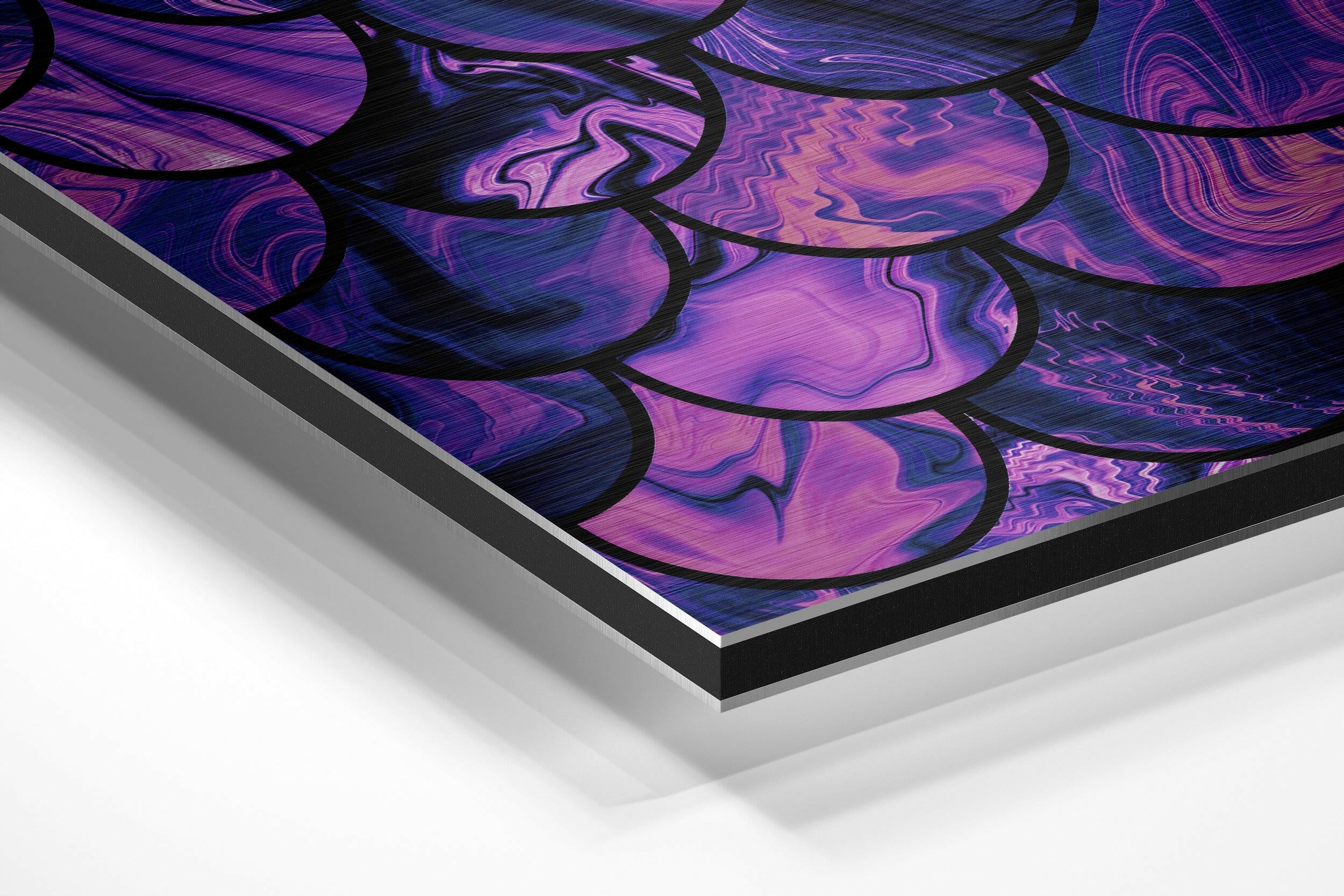 Purple Drops Brushed Aluminium Dibond Wall Art.