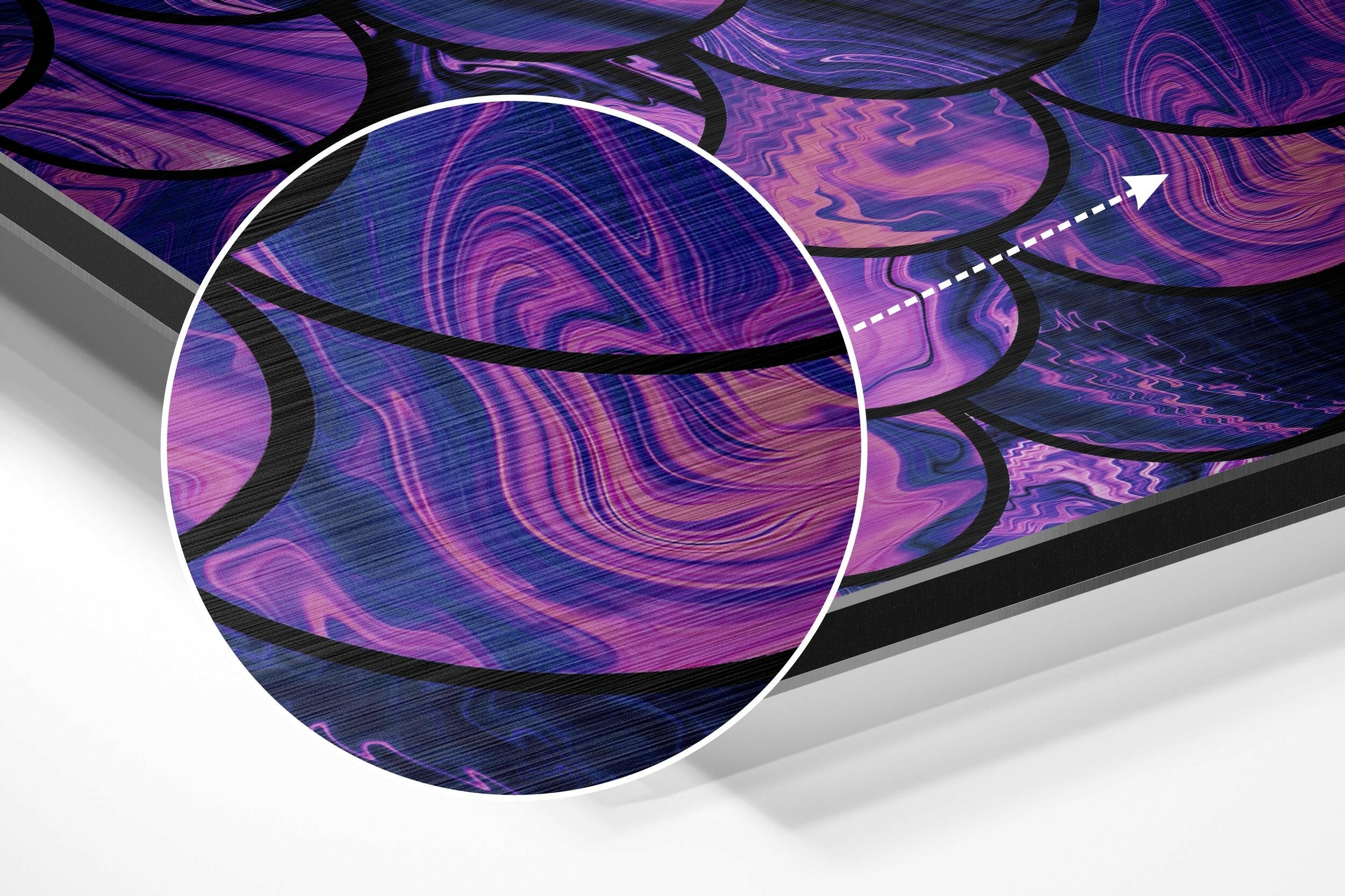 Purple Drops Brushed Aluminium Dibond Wall Art.