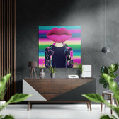 Lip Head Brushed Aluminium Dibond Wall Art.