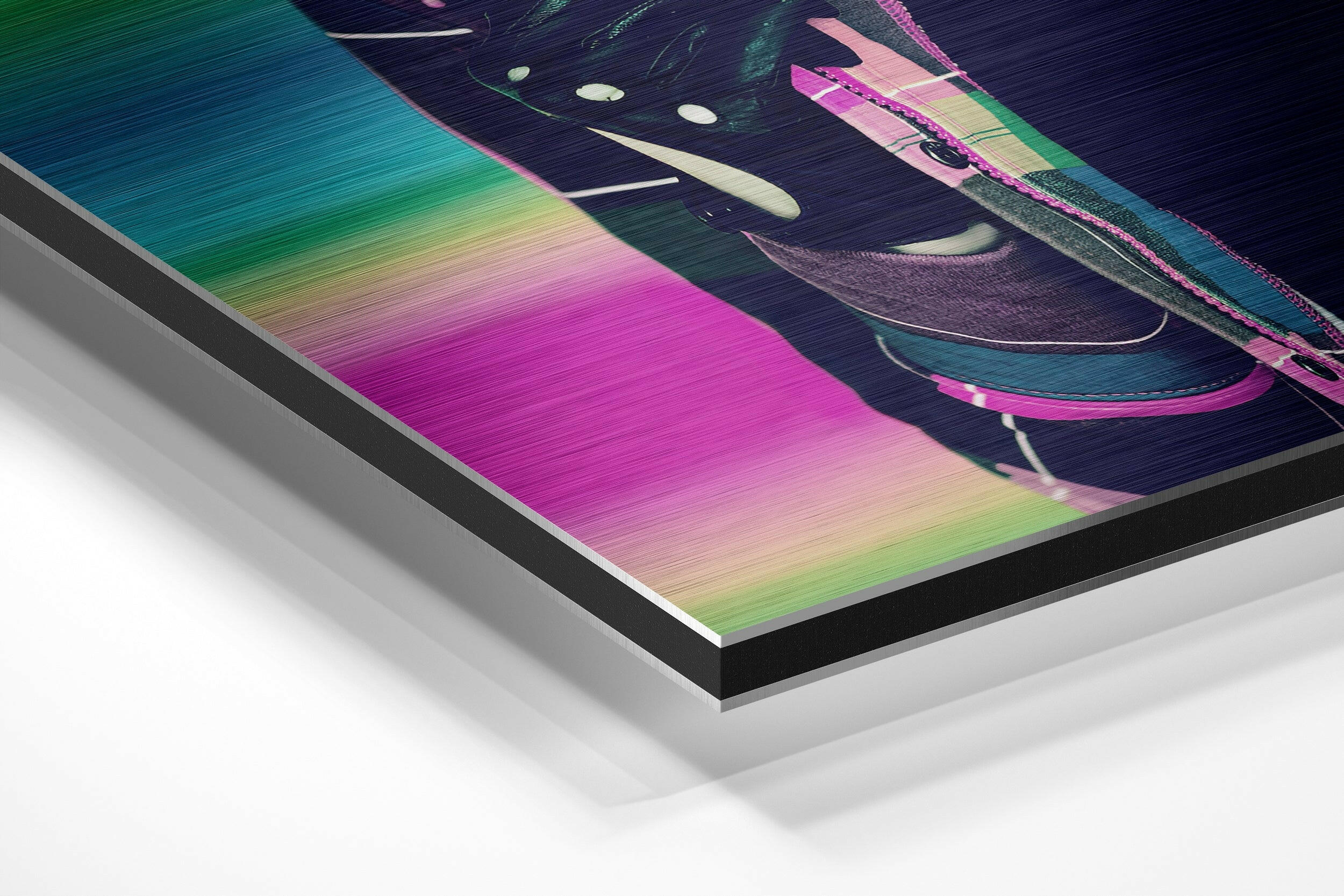 Lip Head Brushed Aluminium Dibond Wall Art.