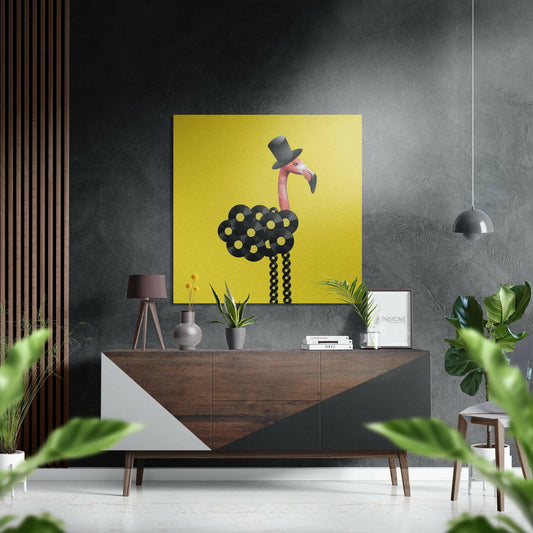 Flamingo Brushed Aluminium Dibond Wall Art.