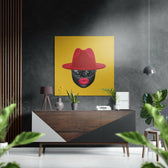 Red Hat Brushed Aluminium Dibond Wall Art.
