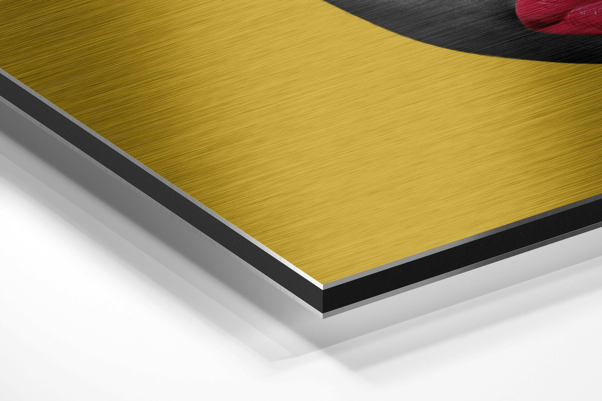 Red Hat Brushed Aluminium Dibond Wall Art.