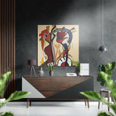 Picasso Style Brushed Aluminium Dibond Wall Art.
