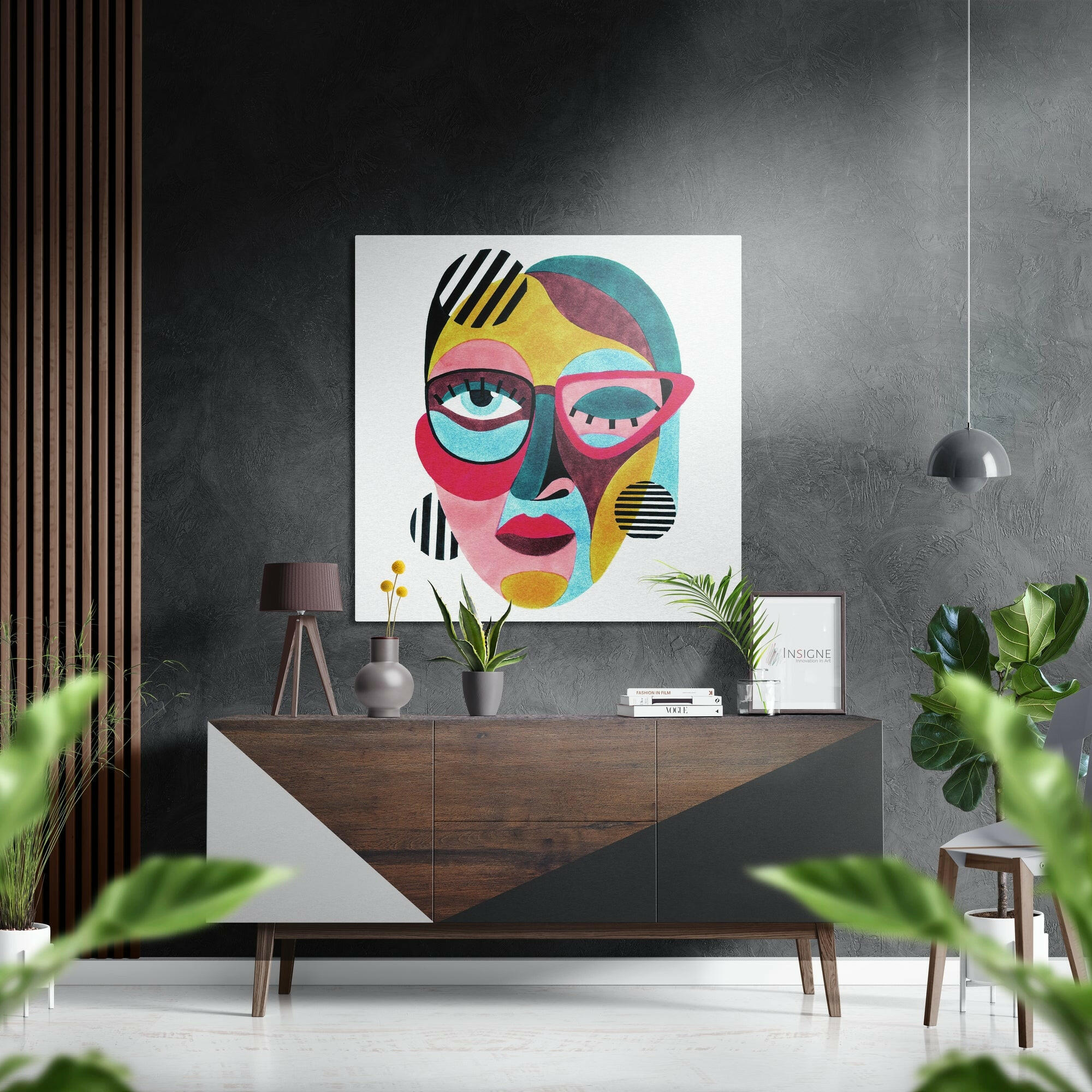 Picasso Style Brushed Aluminium Dibond Wall Art.