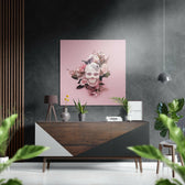 Cute Skull Brushed Aluminium Dibond Wall Art.
