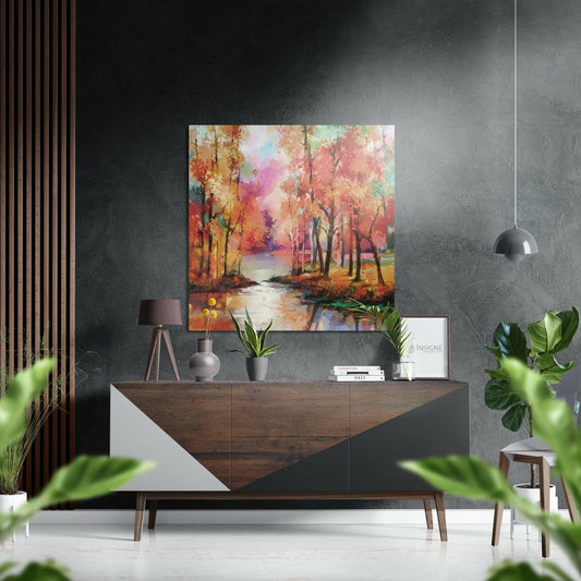 Autumn in Forest Brushed Aluminium Dibond Wall Art.