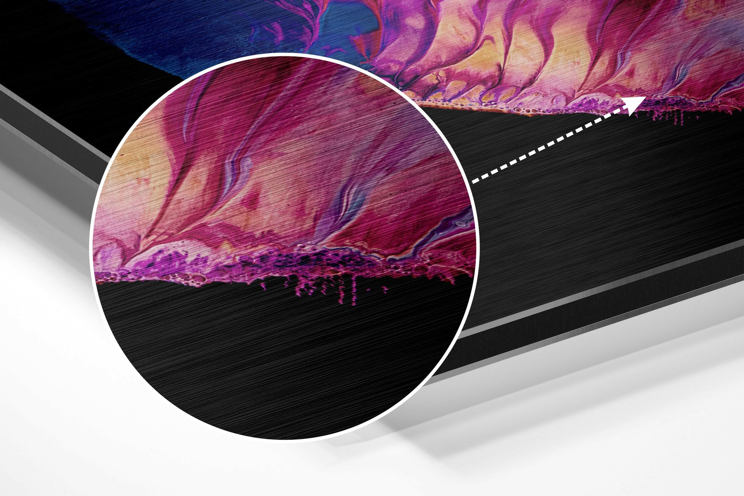 Color Cascade Brushed Aluminium Dibond Wall Art.