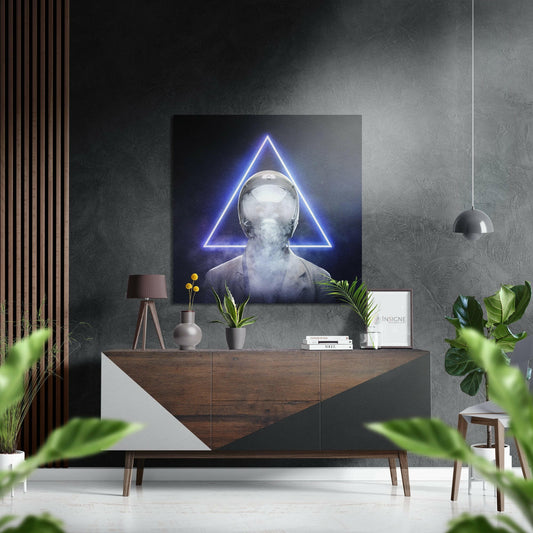 Triangle Thoughts Brushed Aluminium Dibond Wall Art.