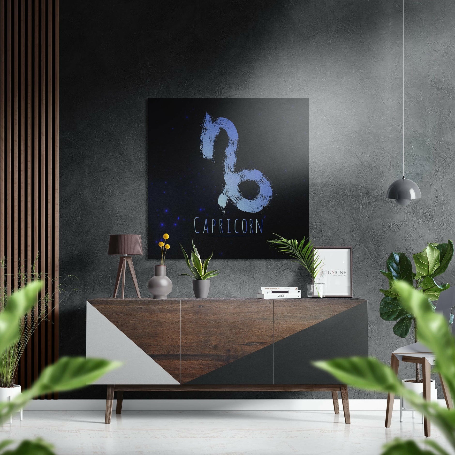Capricorn Brushed Aluminium Dibond Wall Art.