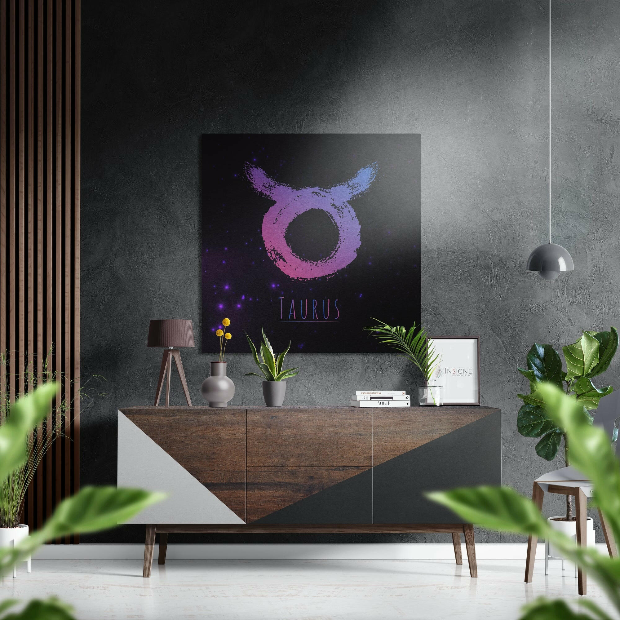 Taurus Brushed Aluminium Dibond Wall Art.