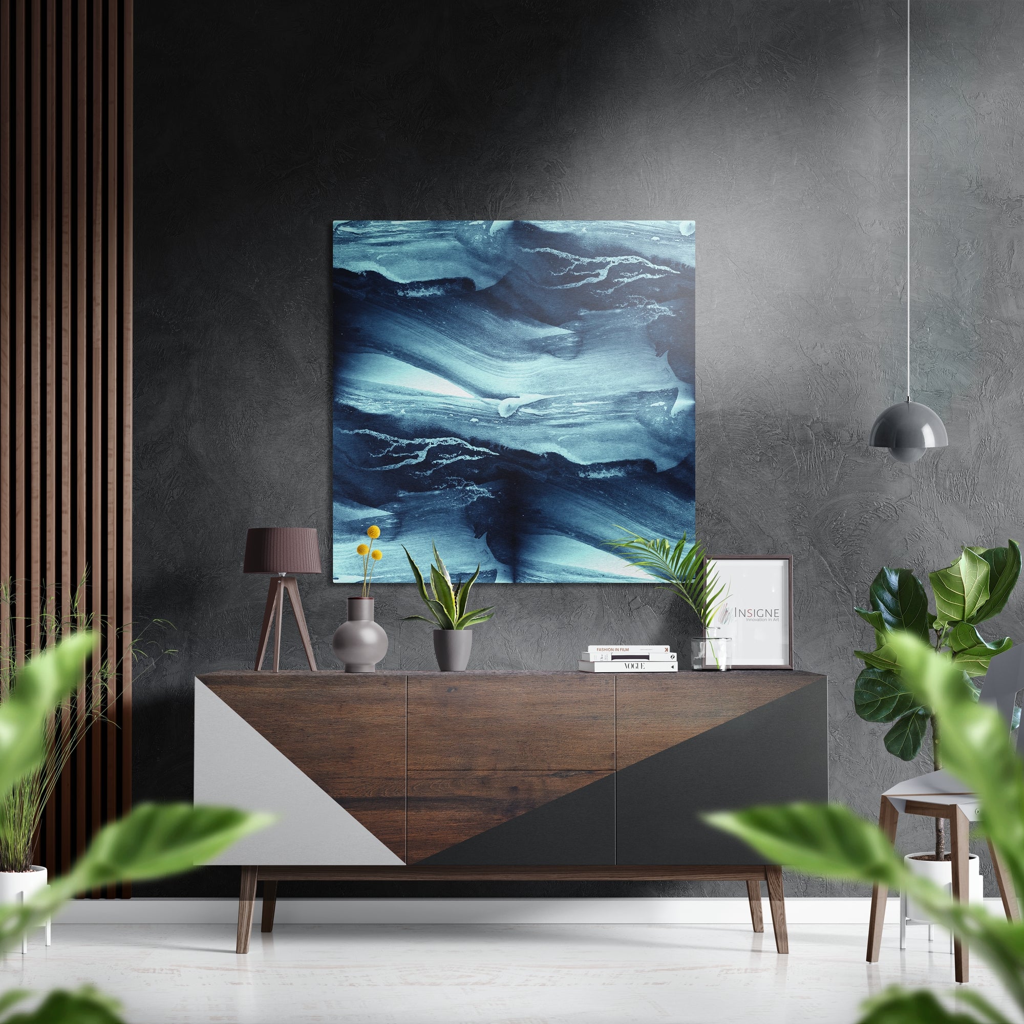 Blue Brushed Aluminium Dibond Wall Art.