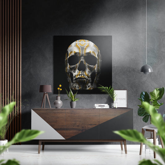 Skull Brushed Aluminium Dibond Wall Art.