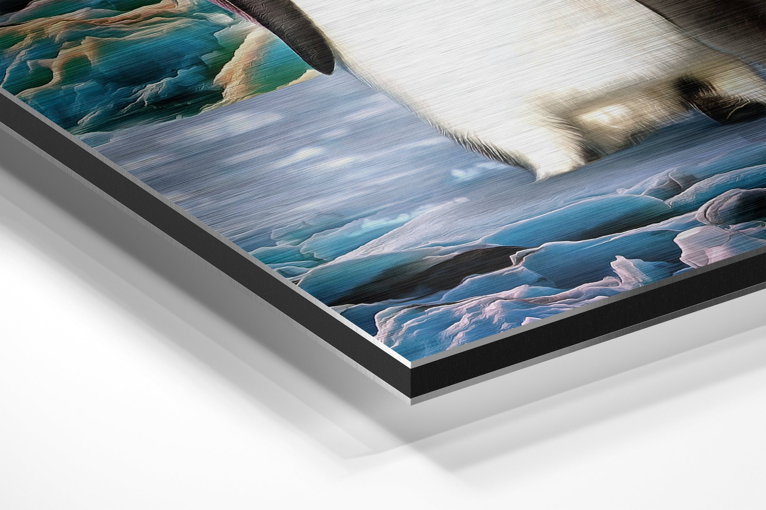 Penguin Family Brushed Aluminium Dibond Wall Art.