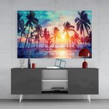 Sunset and Palms Glass Art | Insigne Art Design