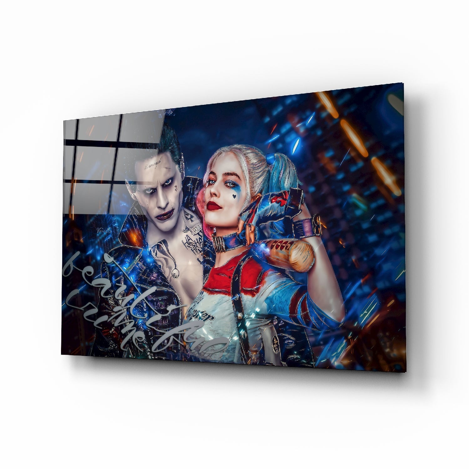 Harley Quinn and the Joker Glass Art | Insigne Art Design