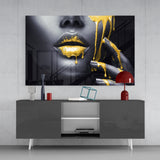 Yellow Lips Glass Wall Art | Insigne Art Design