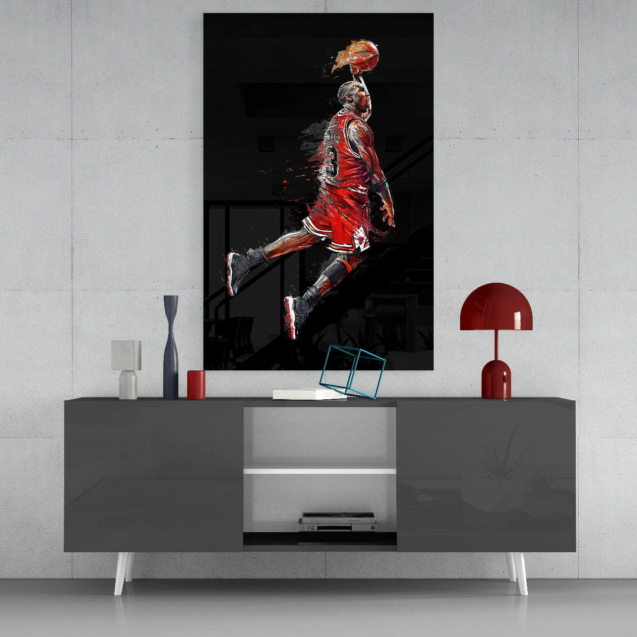 Michael Jordan Glass Wall Art.