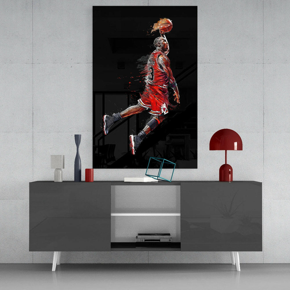 Michael Jordan Glass Wall Art.