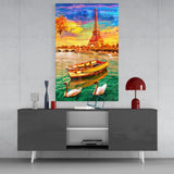 Eiffel and Boat Glass Wall Art | Insigne Art Design