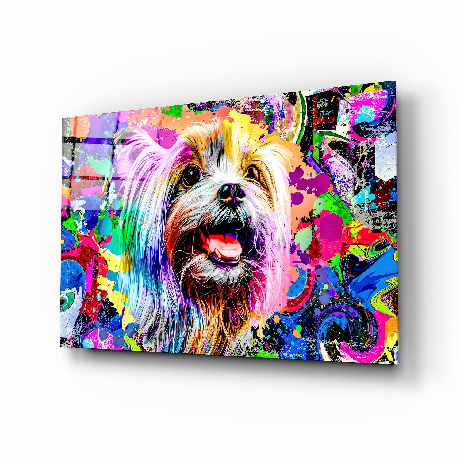 Happy Puppy Glass Wall Art | Insigne Art Design