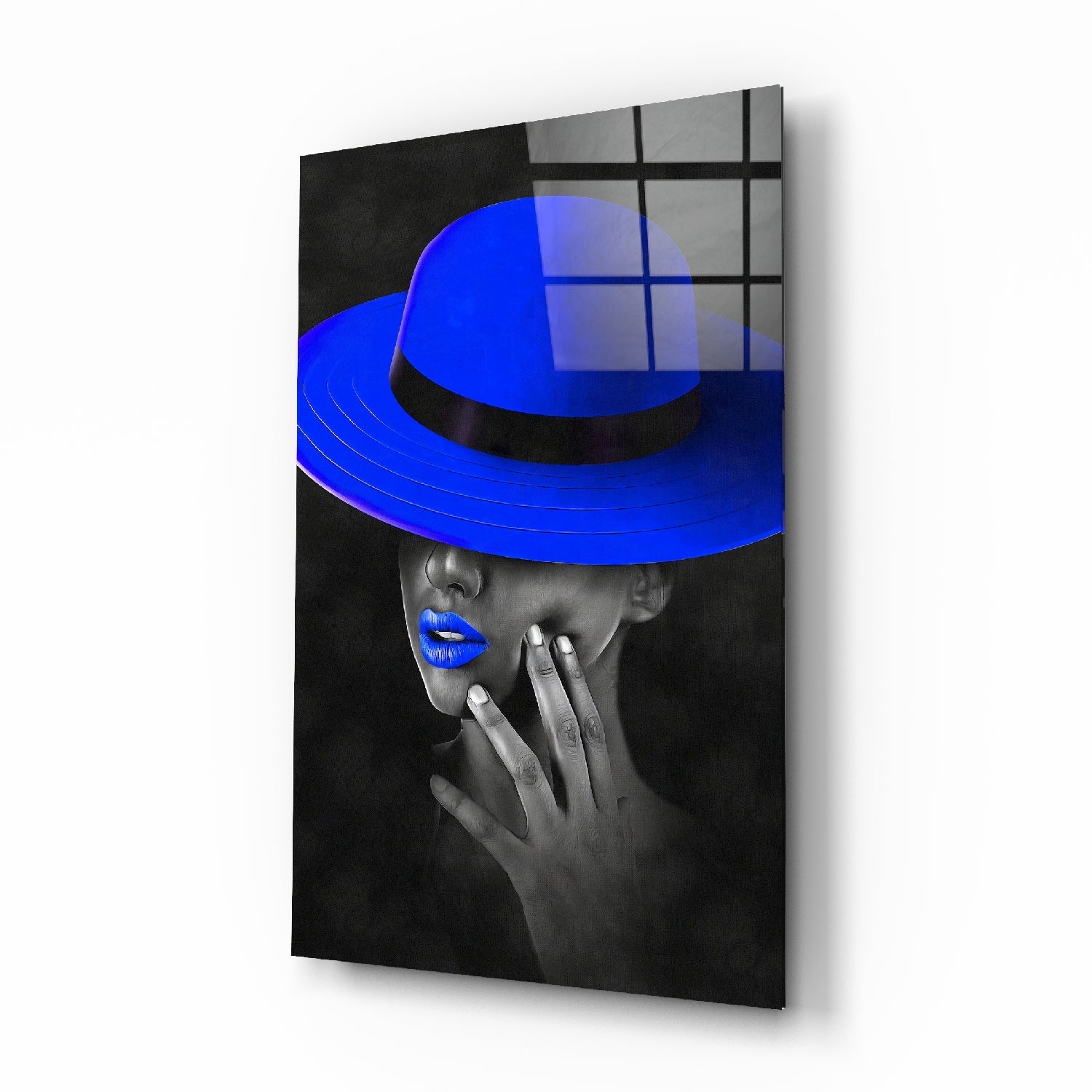 Blue Hat Glass Wall Art | Insigne Art Design