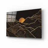 Moon and Mountains Glass Wall Art | Insigne Art Design