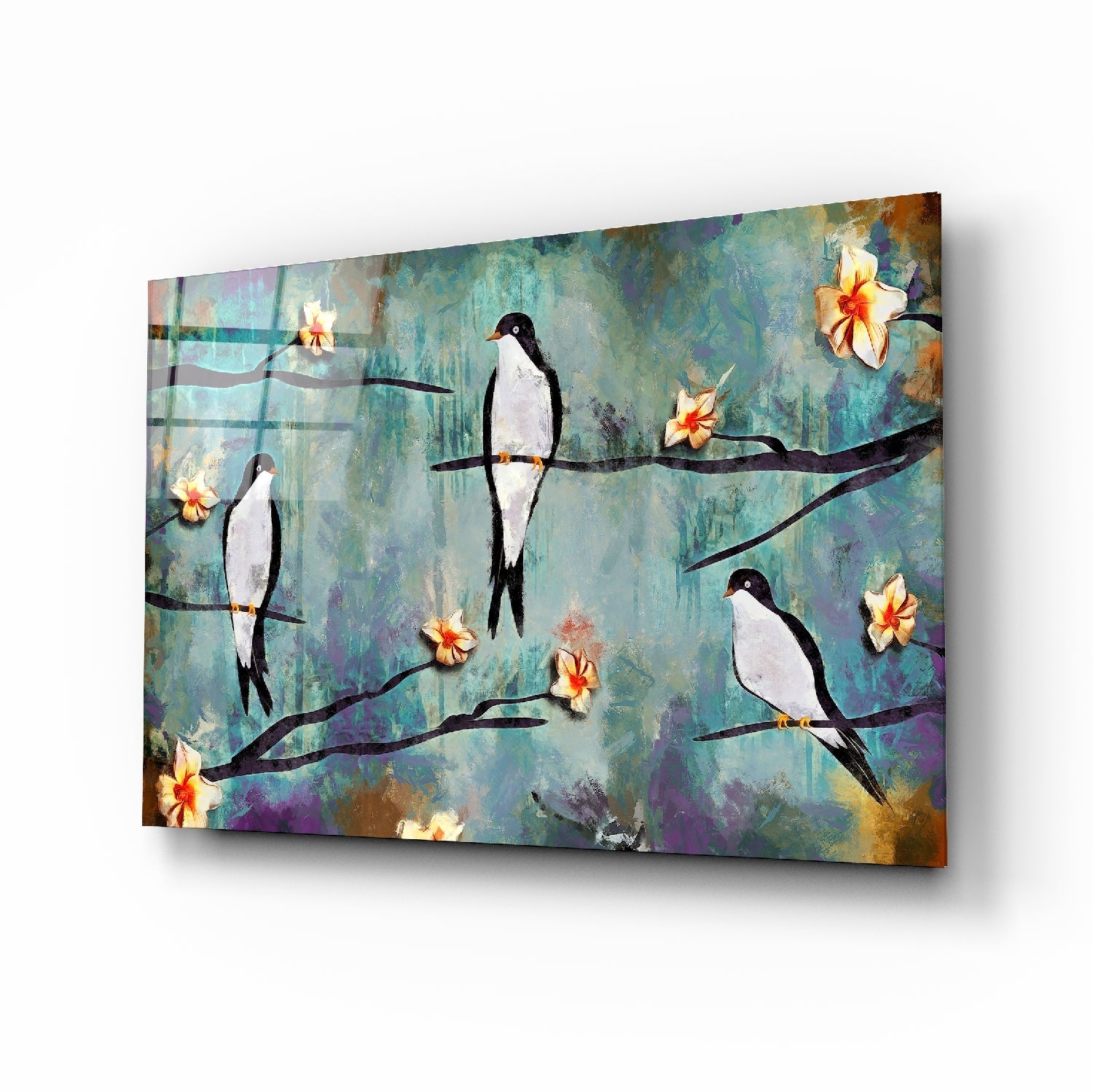 Birds of a Dream Glass Wall Art | Insigne Art Design