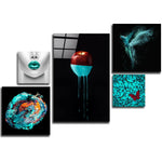 Turquoise Combined Glass Wall Art.
