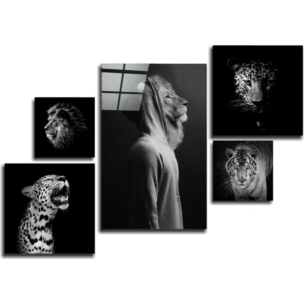 Wild Heads Combined Glass Wall Art.