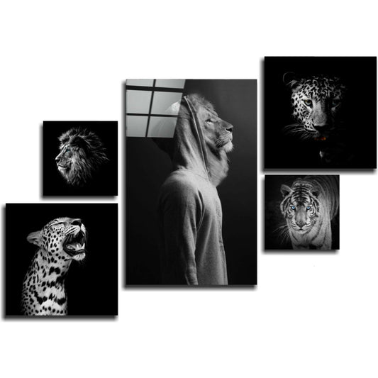 Wild Heads Combined Glass Wall Art.