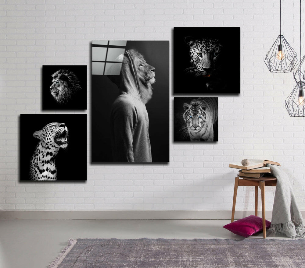 Wild Heads Combined Glass Wall Art.