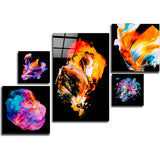 Dance of Colors Combined Glass Wall Art | Insigne Art Design