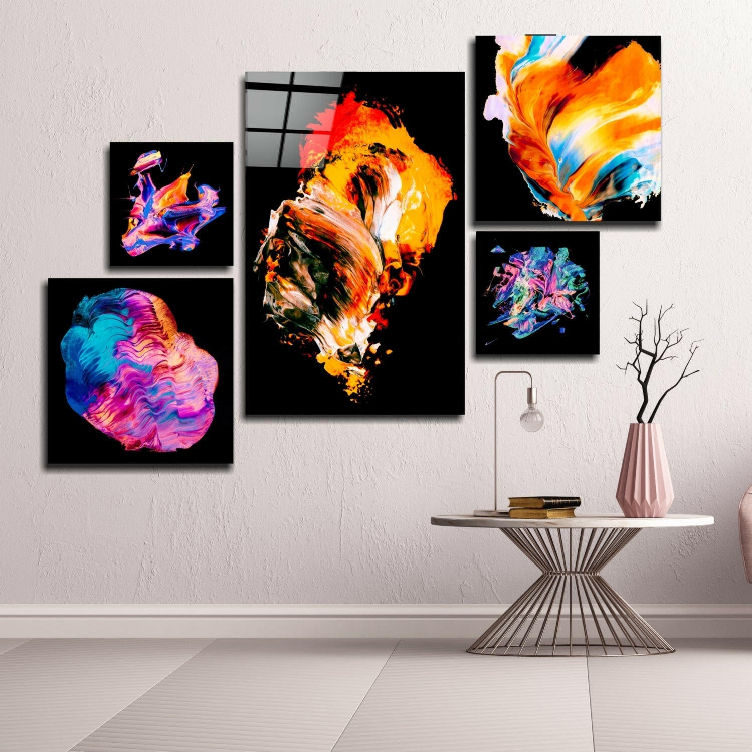 Dance of Colors Combined Glass Wall Art.
