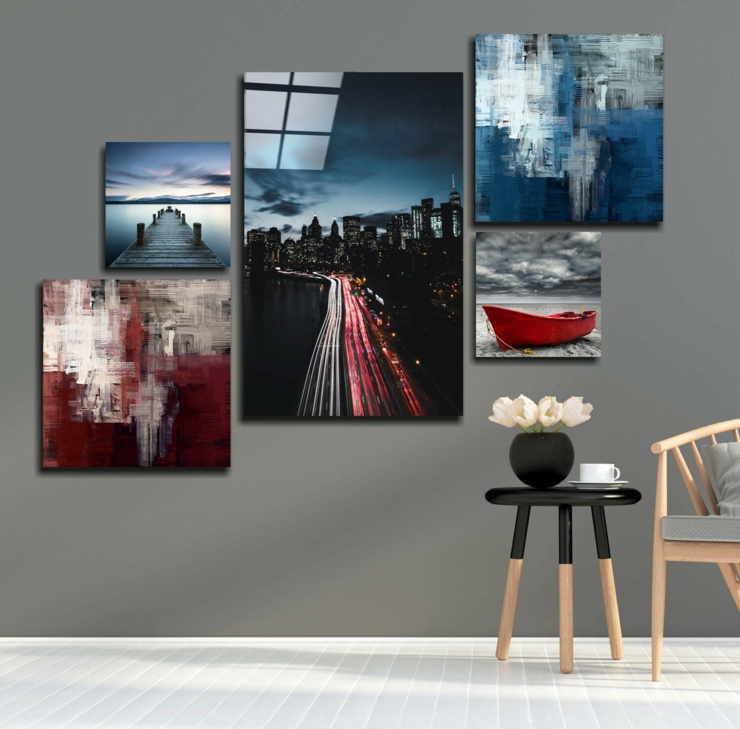 Blue Serenity Combined Glass Wall Art.