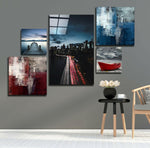 Blue Serenity Combined Glass Wall Art.