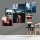 Blue Serenity Combined Glass Wall Art.