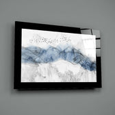 Watercolor panel bringing airy calm to a meditation room