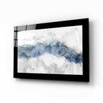 Blue Nebula glass wall art displayed above a bed in a bedroom