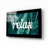 Calm glass wall art displayed above a bed in a bedroom
