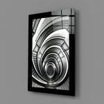 Editorial-photo panel bringing architectural weight to a study