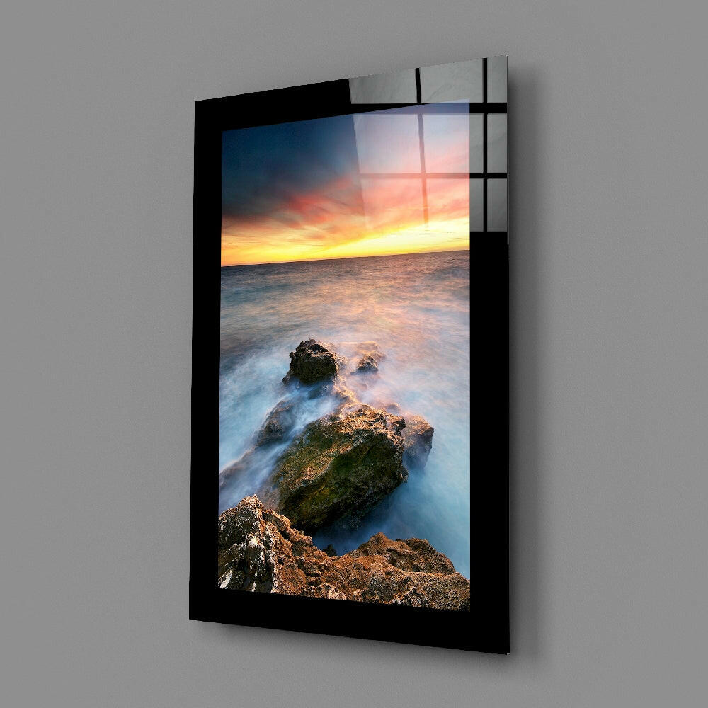 Sunset on the Beach Glass Wall Art.