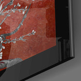Maroon Almond Flowers close-up showing ivory blossoms and graphite branches